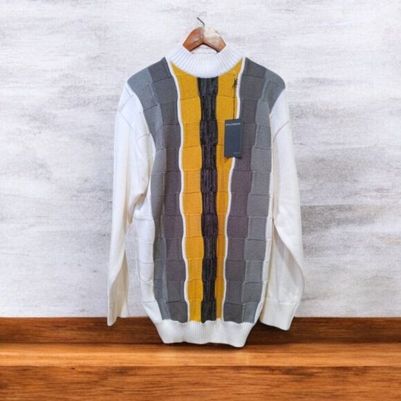 Vintage Syllables System Textured Quilted Sweater Men XL- 80s 90s - Picture 1 of 7